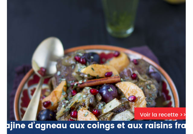 Tajine d’agneau aux coings et aux raisins frais